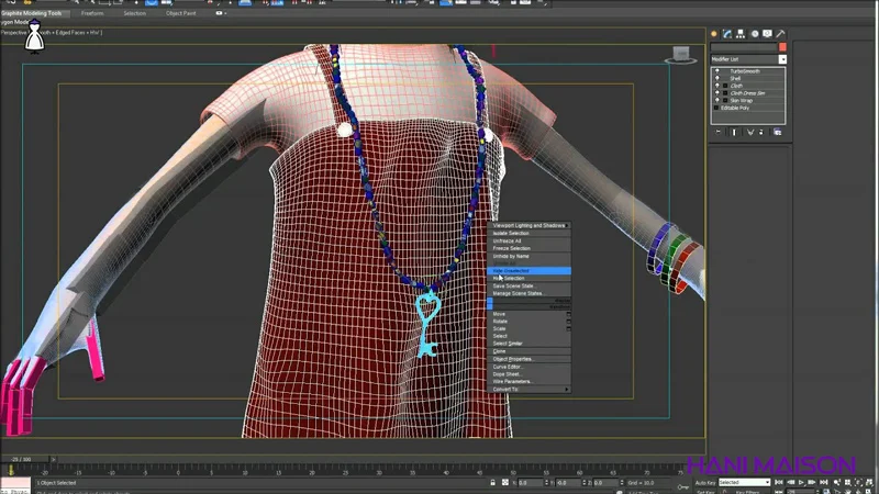 طراحی لباس تری دی مکس (3D MAX) هانی مزون