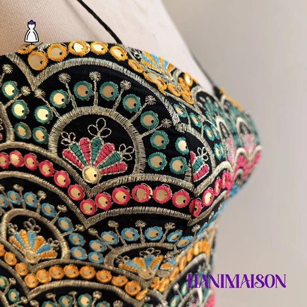 دکلته سوزن دوزی پشت بند دار هانی مزون h541